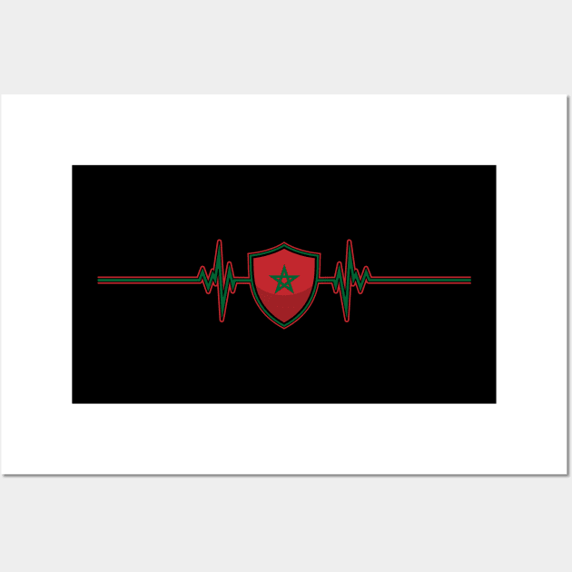 Heartbeat Design Moroccan Flag Morocco Wall Art by MGS